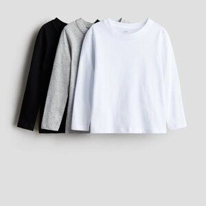 H&M three pack long sleeve tees, black, gray and white